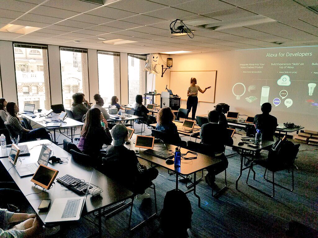 LoLoCoding's tweet image. I taught my first workshop on "Building an Alexa-Enabled Device" this week and omg. It. Was. So. Fun. Thanks @adaacademy for letting me & Fletch come and put this on! I can't wait to see what amazing things y'all build! #iLoveCode #butTeachingWasMyFirstLove 👩🏼🏫