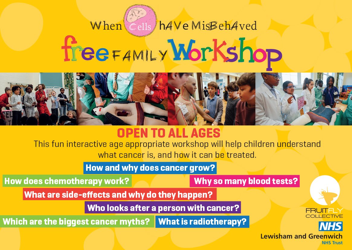 LG_NHS's tweet photo. DON'T FORGET - CHANGE OF VENUE: Saturday's free family workshop to help children and families understand what cancer is. The venue is now: Owen Centre, Lewisham Hospital more details here: https://t.co/KeqDWypPTo #Cancerworkshop #whatiscancer @FruitflyC https://t.co/kMrxFt8QrB