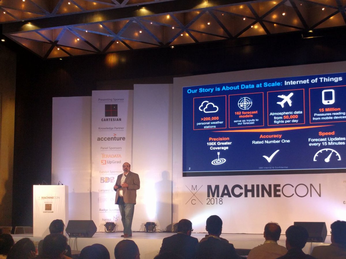 Analyticsindiam's tweet photo. “There are about 3.5 billion @Google searches each day. Weather averages 15 billion forecasts each day,” says Himanshu Goyal of @weathercompany in his session titled - Decode Weather: Enhance business outcomes
#MachineCon #Analytics #DataAnalytics https://t.co/C922ucCng2