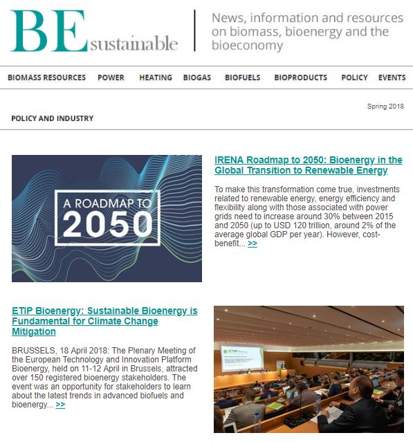 Bsustainablemag's tweet image. BE-Sustainable's latest newsletter is out now!  Find out more about the latest #bioenergy and #bioeconomy updates from #research, policy and industry! bit.ly/2jOzHgt