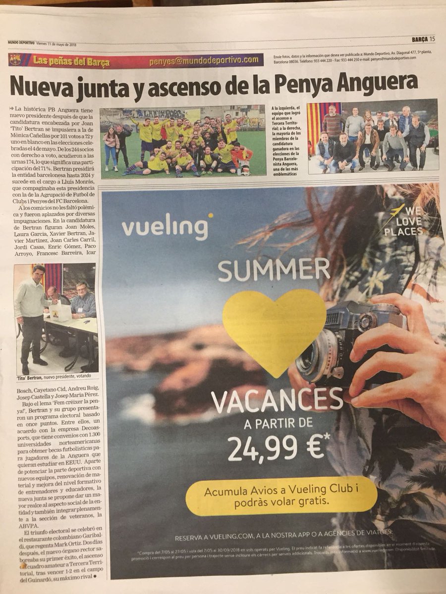 pbanguera's tweet photo. La Penya Anguera protagonista avui al @mundodeportivo amb les eleccions i l'ascens de l'amateur. https://t.co/lhsxAxoGJL
