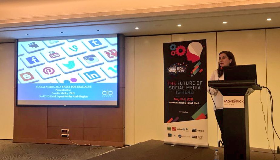 KAICIID's tweet photo. We are excited to be in #Lebanon at #MESMF2018 #MESMA2018 social media festival where we are talking about how we are using #socialmedia to promote a culture of #dialogue. Stop by our booth if you’re here! https://t.co/18TSKfAwAB