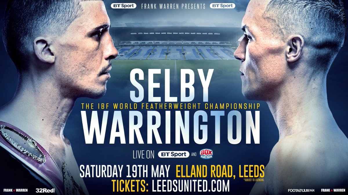 32Red's tweet photo. MORE TICKETS TO BE WON FOR WARRINGTON FIGHT

32Red’s Josh Warrington takes on Lee Selby at Elland Road next weekend – and you could be there!

We have another 2 pairs of tickets to be won now – RT &amp; follow for your chance to win

@frankwarren_tv @boxnationtv @J_Warrington @LUFC https://t.co/mrrUEA3Vsu