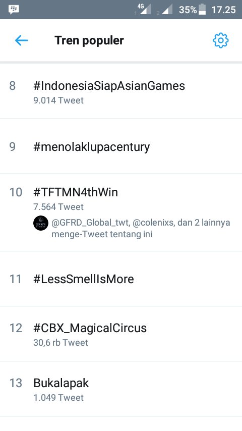 Army_heart7's tweet photo. Last.. @GFRDofficial #TFTMN4thWin #TimeForTheMoonNight4thWin trending no.11 in Indonesia 👈 and now trending no.10 👈
Finally...Gfriend famous in indonesia 😊😊😊 https://t.co/TBa5lE7QYi