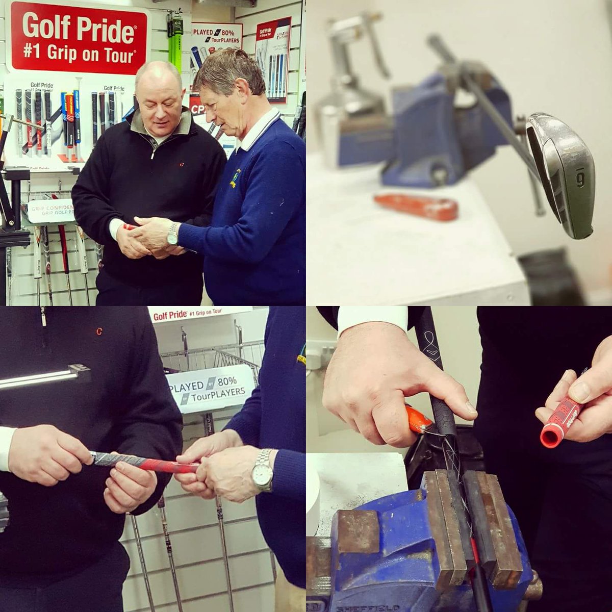 parleygolf's tweet photo. Andrew will re-grip your golf clubs while you wait at Parley Golf Centre.  Andrew has a well stocked shop for you to peruse or enjoy a drink in the cafe bar.  Poor grips create tension in your fingers and fore arms.
Golf Pride from £7.50 including fitting.
https://t.co/z8uqDO3Zoa https://t.co/lUZIl66oxO