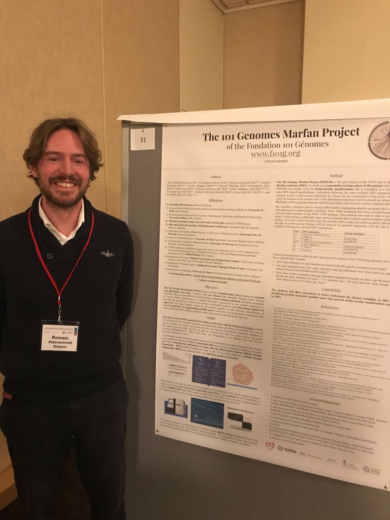 vascern's tweet image. Congratulations @RomainAlder @F101Genomes for this great work presented last week at the @MarfanFdn International Marfan Congress in Amsterdam! #HTAD #research #scientificproject #Genomics #ERNeu ! More information on the @F101Genomes project at: f101g.org