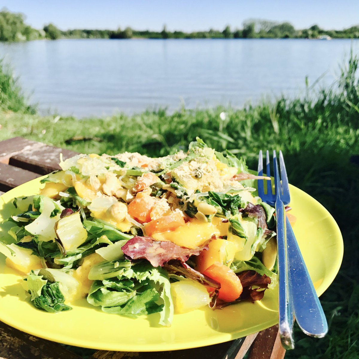 NoortjevH's tweet photo. Picknick-time!🍴Het is weer lekker weer, ga jij ook graag picknicken? Maak dan eens deze makkelijke glutenvrije én vegan picknicksalade! Heerlijk aan het water of in het park! Recept via mijn blog! Fijne zonnige dag! ☀️#picknick #vegan #glutenvrij https://t.co/CQ9SDbsUIU