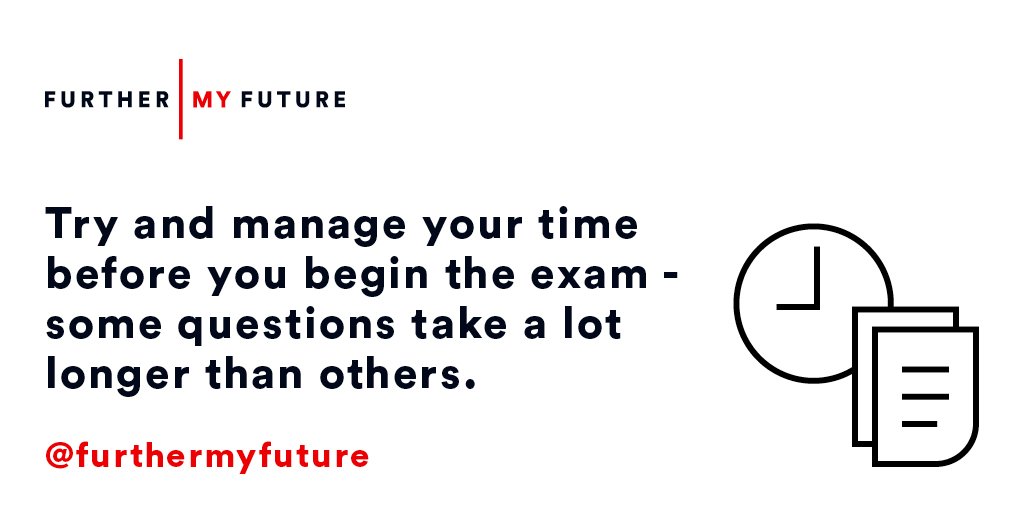 furthermyfuture's tweet image. Our fourth exam tip is here! Remember, time management is key!⌚ #FutureTips #Revision