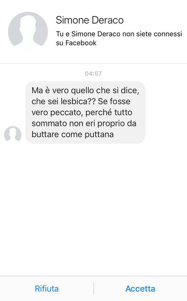 Questo è uno dei messaggi ricevuti da Ilaria Liberatore di La Presse per aver trattato la storia degli attacchi a "I Sentinelli di Milano".

Link di approfondimento: goo.gl/vXCqFQ

#ISentinelli #StopHate #CercasiCiviltà