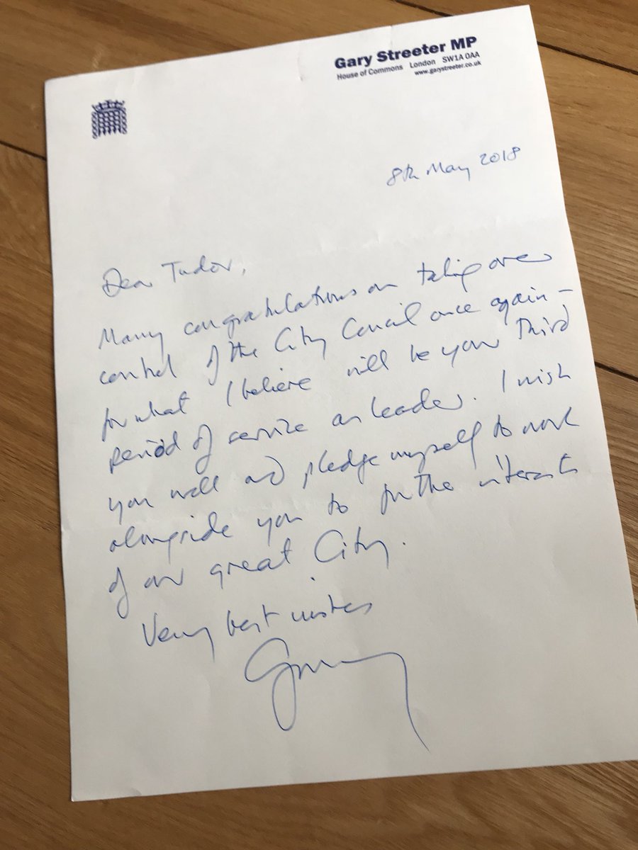 CouncillorTudor's tweet photo. Thank you for this letter, @garystreeterSWD. A touch of class. #crosspartyforplymouth https://t.co/pCcIKQxYHv