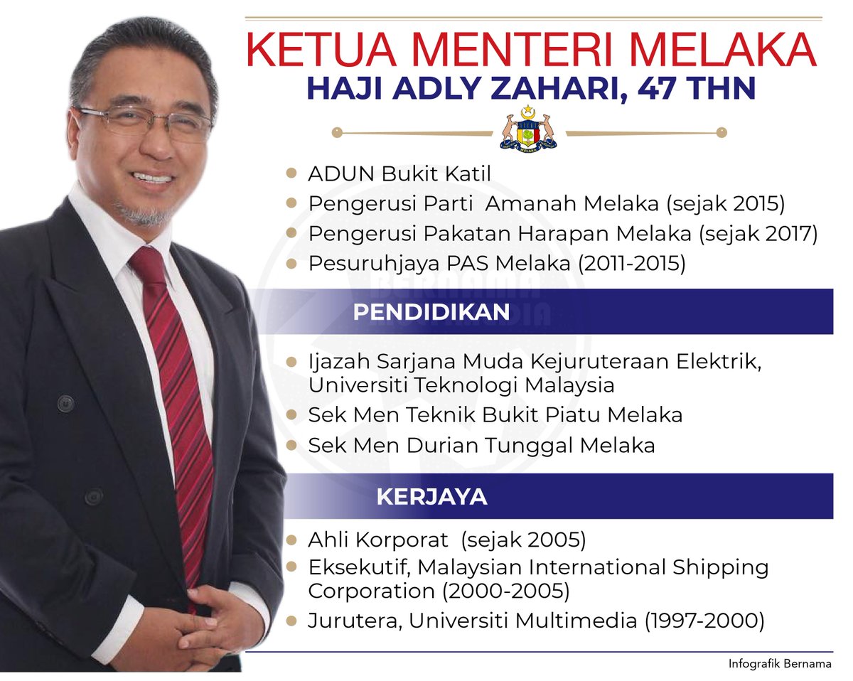 Bernama On Twitter Infografik Profil Ketua Menteri Melaka Adly Zahari
