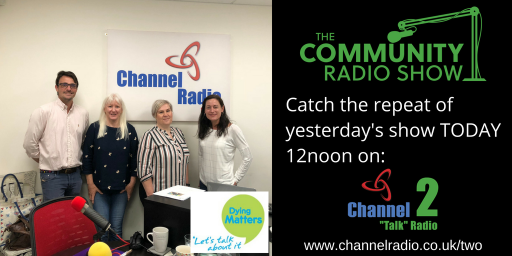 The Community Show🎙 (@community_show) on Twitter photo Catch the repeat of yesterday's #CommunityShow on @ChannelRadio2 NOW on channelradio.co.uk/two with guests Lyn Folan & Sandra Cayzer from <a href="/heartofkenthosp/">HeartofKentHospice</a> talking about #DyingMatters. Presented by <a href="/LauraCLawrence/">Laura Lawrence 😀</a> & <a href="/JWool_OFFICIAL/">Joseph Wooltorton</a> Catch the repeat of yesterday's #CommunityShow on @ChannelRadio2 NOW on channelradio.co.uk/two with guests Lyn Folan & Sandra Cayzer from <a href="/heartofkenthosp/">HeartofKentHospice</a> talking about #DyingMatters. Presented by <a href="/LauraCLawrence/">Laura Lawrence 😀</a> & <a href="/JWool_OFFICIAL/">Joseph Wooltorton</a>