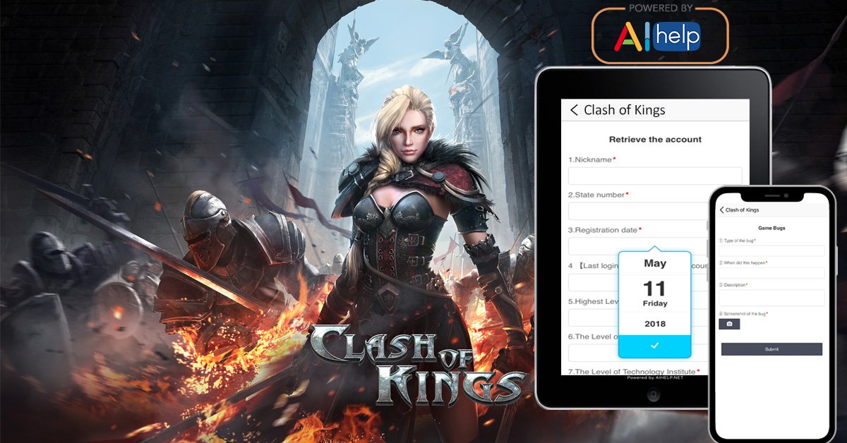 AIhelp1's tweet image. No #customer #agent needed with such issue like losing account, items or fail to purchase. Check out our AI #Forms in @ClashofKingsCoK . You can retrieve you account automatically by filling the AI Form. it&apos;s how AIHelp provide customers with high #AI technologies #CX #custserv