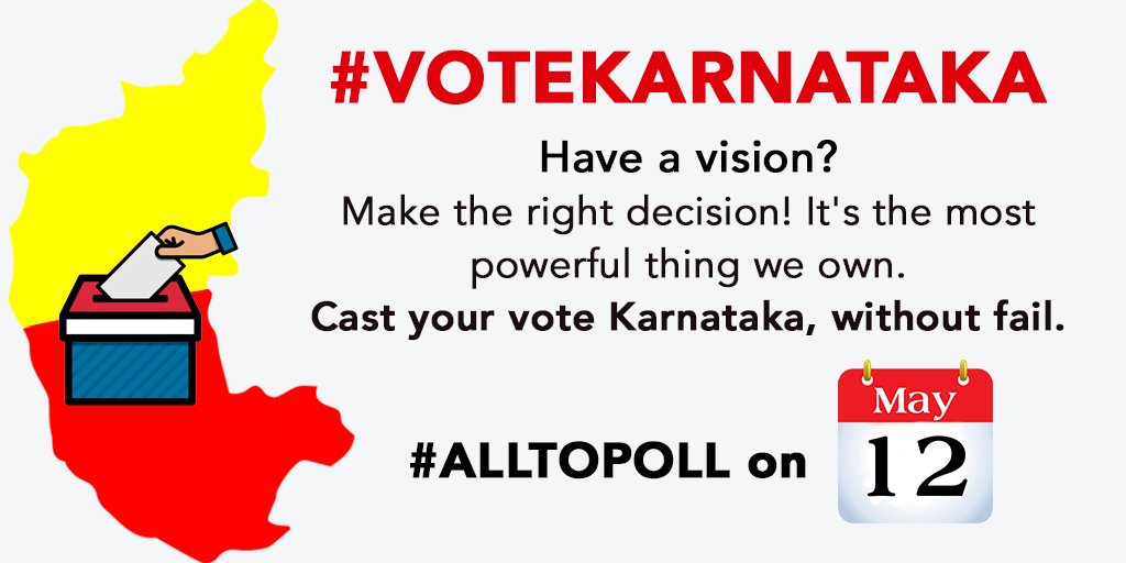 anikethjain's tweet photo. 1 day more to go! #VotingCountdown #VoteBengaluru #KARNATAKA without fail. #karnatakaelection #AlltoPoll #votekarnataka
Your vote can bring a change! #may12 #tomorrow #votingday #go #vote https://t.co/ZCXFdS0X8P