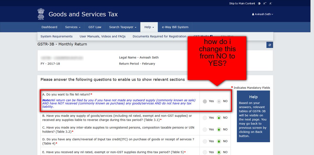 seth_avinash's tweet image. @askGSTech how to i change my "file for nil return from NO to YES?" I don't know what is going on but I'm unable to change it, #helpme #gst #filegst #gstreturn