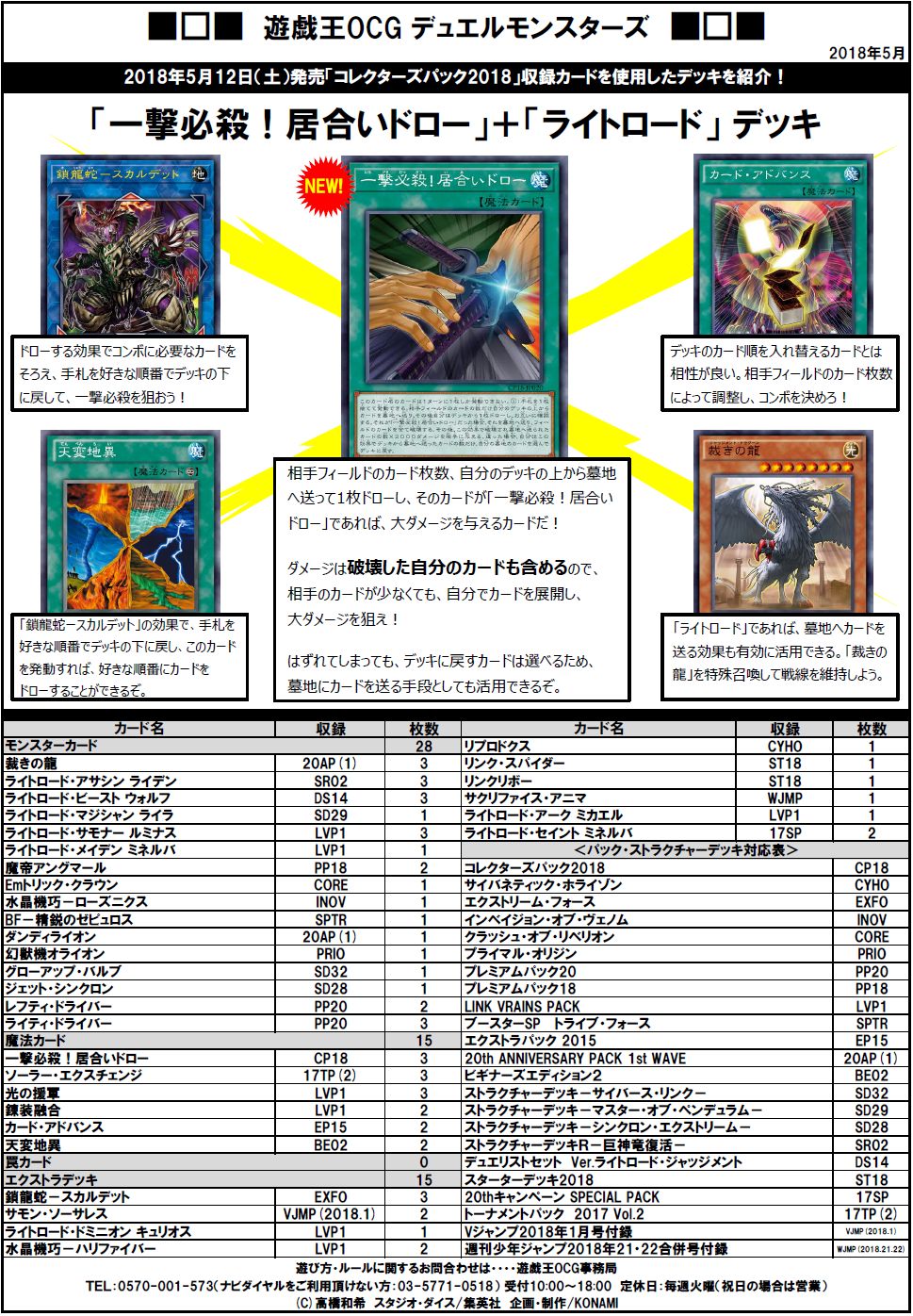 公式 遊戯王ocg Twitter પર デッキレシピご紹介 好評発売中 Collectors Pack 18 コレクターズ パック 収録カードを使用した 一撃必殺 居合いドロー ライトロード デッキレシピをご紹介 デッキを組んでみよう 商品hpはこちら T