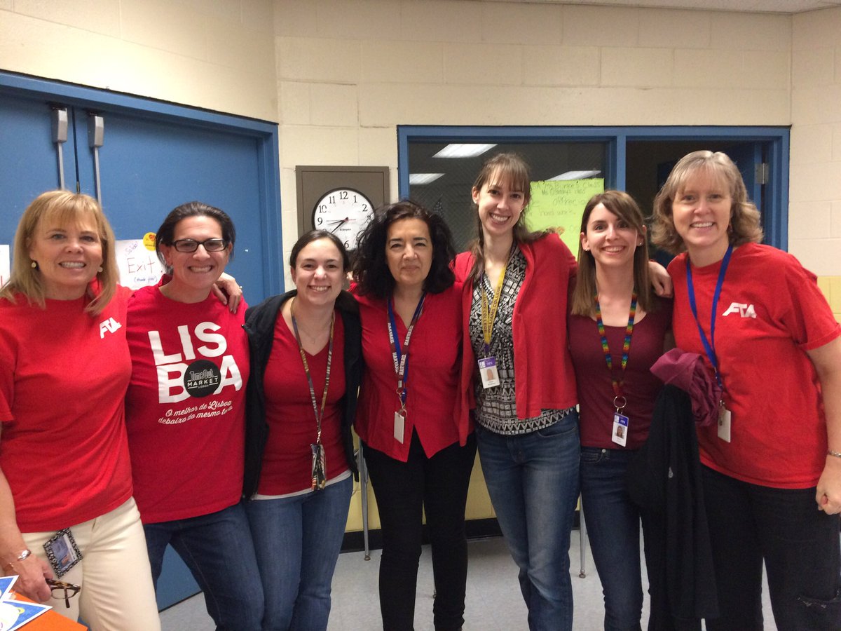 MsDEramo's tweet photo. @BarbieriSchool teachers wear #redfored in support of fully funding our PUBLIC schools and #teacherappreciation week! https://t.co/FKBY1hwNKB