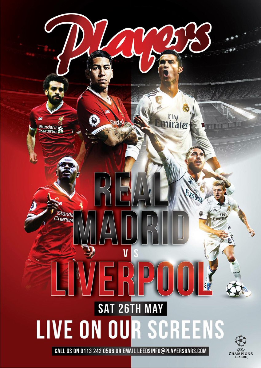 PlayersBarLeeds's tweet photo. 🏆CHAMPIONS LEAGUE FINAL 🏆

The most important day of the European football calendar🍻 

Catch the action live from Players Bar Leeds on Saturday 26th of May! For any booth or drinks packages get in touch! ⚽️ https://t.co/hsXmheOFPa