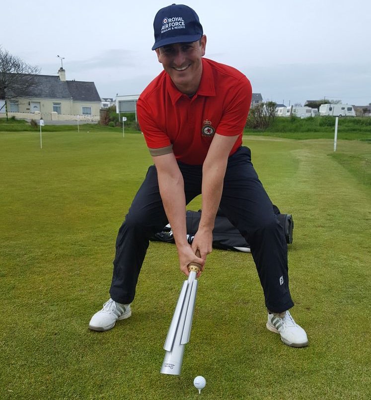 Tee &amp; medals for SAC Lewis Ainsworth! Based <a href="/RAF_Valley/">RAF Valley</a>, Lewis represented <a href="/golf_raf/">🇬🇧 Royal Air Force Golf 🇬🇧</a> today <a href="/AngleseyGolfClu/">Anglesey GC</a> for the #RAFBatonRelay - no idea how he managed to stay Putt on the ground with the strong winds! Great to see involvement from yet another <a href="/HQRAFSport/">RAFSport</a> Association! #RAF100