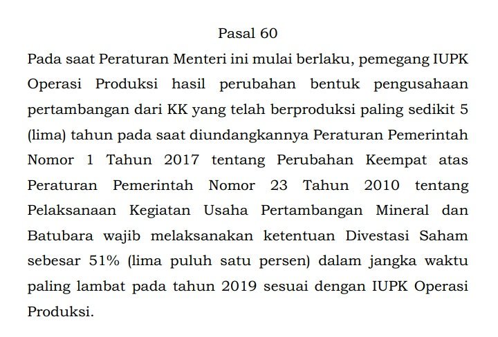 muflih666's tweet photo. Pak @jokowi yang baik. Hari ini rilis Permen ESDM 25/2018. Cuma mau tanya, bener gak divestasi @IDFreeport jadi makin mundur ? cc @MarwanBatubara @RamliRizal @GusIrawanPsb https://t.co/GoozaY0wTJ