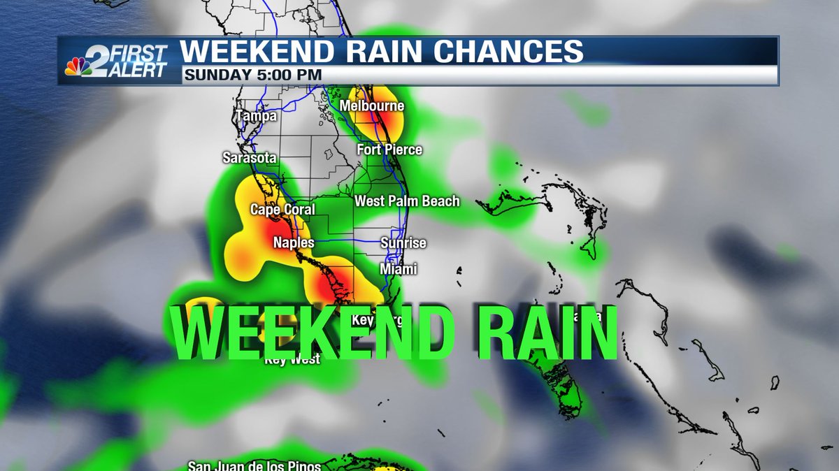 JasonDunning's tweet photo. As the @NBC2 First Alert Storm Team has been saying all week, rain returns to SWFL this weekend! Sunday's the day that could potentially be a washout for parts of the area. Rain will be possible at any time on Mother's Day...morning, afternoon and night. https://t.co/YewRafiK7p