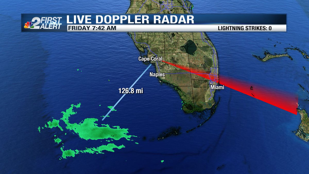 JasonDunning's tweet photo. Rain being detected over 100 miles from our coast, but most of the rain will hold off until late Saturday evening into Sunday. As rain moves in this weekend, remember that @NBC2 is the only station capable of tracking storms LIVE and in real-time! https://t.co/P0uXgIrKrI