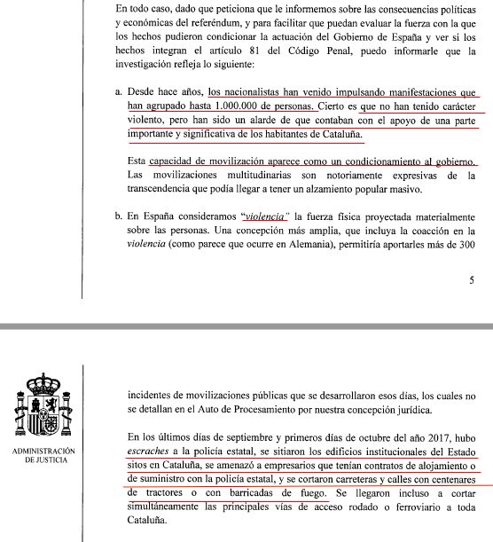 La violència catalana explicada per Llarena als alemanys... "tractores", "cortes de carreteras" i "manifestaciones de un millón de catalanes"