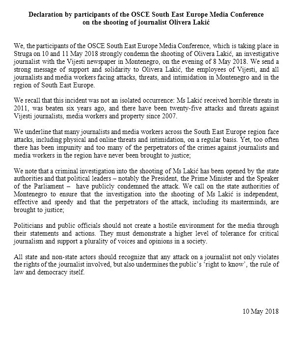 OSCE_RFoM's tweet photo. Thank you to all participants for all the lively discussions over the last 2 days at our 5th annual #OSCE #SouthEastEuropeMediaConference in #Struga &amp; online! https://t.co/3tOUVVPLtr