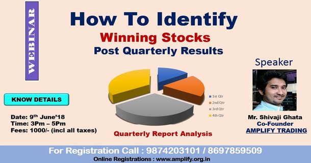 GhataShivaji's tweet image. Webinar on Smart #Investing techniques that can fetch returns from #stocks in a short time (under three months). This technique will identify #winningstocks by breaking up #quarterlyreports and identify the price from where a stock will bounce back.
Contact ~ 9874203101