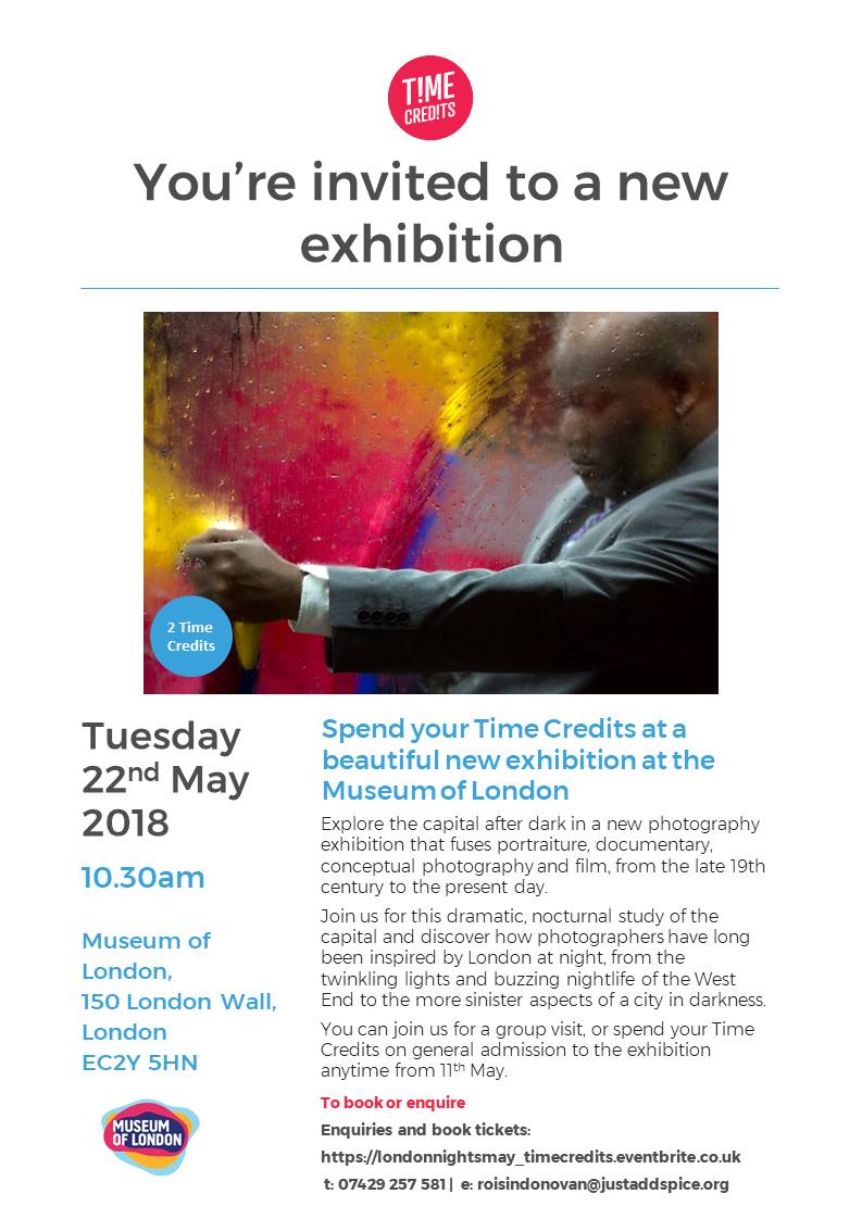 Tempo Time Credits (@tempo_tweets) on Twitter photo Very excited to announce that from today you can use #TimeCredits to see charged exhibitions <a href="/MuseumofLondon/">MuseumofLondon</a>! Beginning with the new photography exhibition #LondonNights - check out the offer in full here: timecredits.com/spend/2159 Very excited to announce that from today you can use #TimeCredits to see charged exhibitions <a href="/MuseumofLondon/">MuseumofLondon</a>! Beginning with the new photography exhibition #LondonNights - check out the offer in full here: timecredits.com/spend/2159