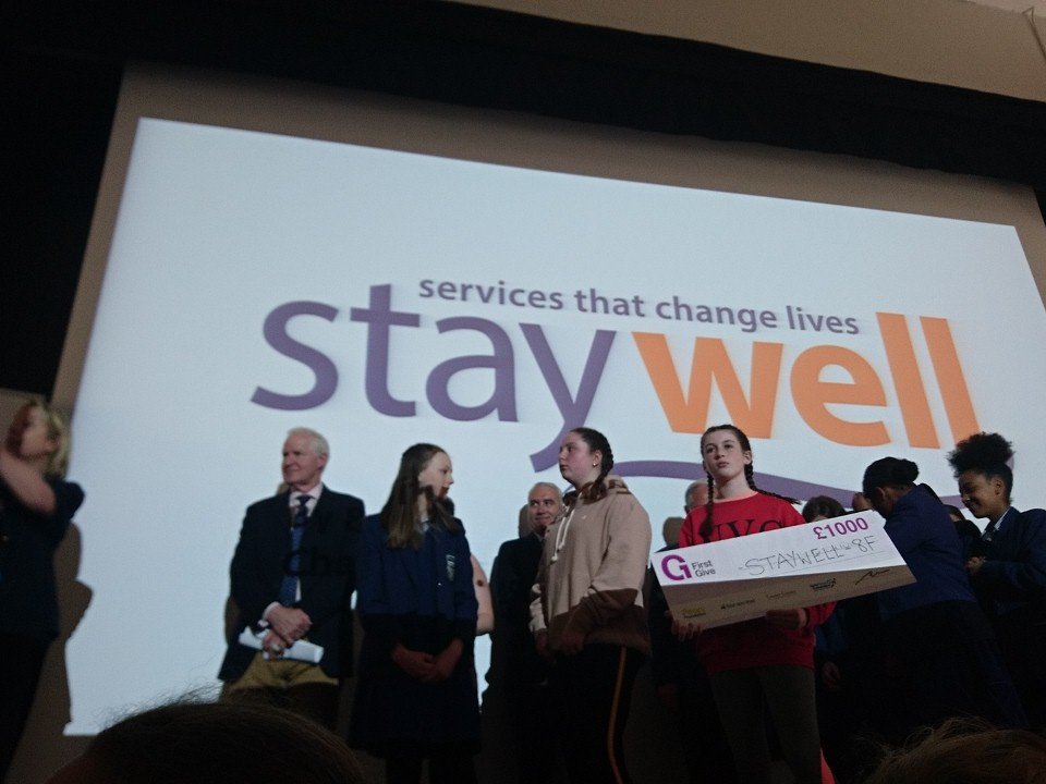 And the winners are... (drumroll...) @staywellcharity!! WELL DONE 8 FRANCIS! @UrsulineHighSch @FirstGiveUK What an amazing Final!