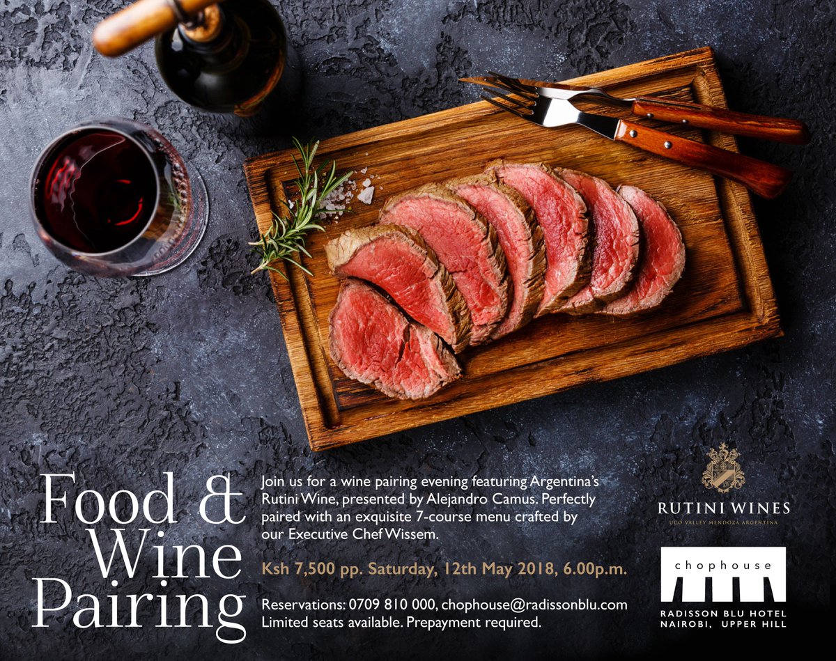 goplacesdigital's tweet photo. Join Us for Food and Wine Pairing Happening Tomorrow @RadissonBluNBO #GoRadissonBlu #FoodAndWinePairing #FoodandWine @FoodiesKe_ @RadissonGroup @RadissonBlu https://t.co/HAcEwX4Kg2