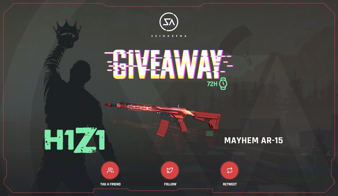 SkinArenaCS's tweet photo. 48H GIVEAWAY! Win: MAYHEM AR-15 π€©
β
Follow us
β
Retweet & Tag a Friend
β
Join Group: https://t.co/eiVaueDjPk
π Winner will be announced on Friday! Good luck βοΈ
#Skinarena #H1Z1 #H1Z1Giveaway #giveaway https://t.co/bnaVjsY6aJ