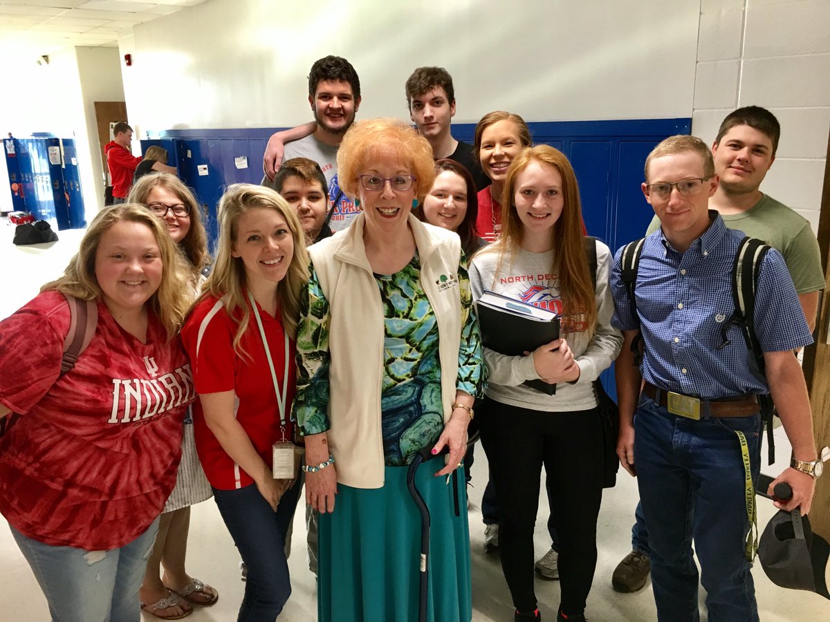 Salute to Stotts! Countdown day 10, students and staff surround her- her thoughts for us today- "This too shall pass." open house NDHS, fri.5-18-18. Retweet for selfie with Stotts at event. #salutetostotts #last 10 days <a href="/NorthDecaturHS/">North Decatur High School</a> @