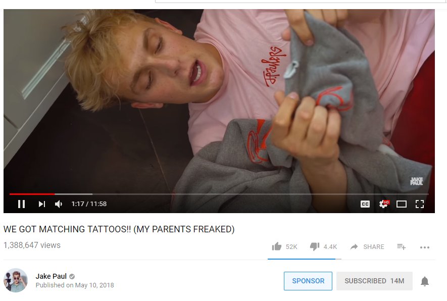 TrueMiniGamerYT's tweet image. @KEEMSTAR @JohnScarce JakePaul added a sponser button to his channel cause he is going broke and falling off!!