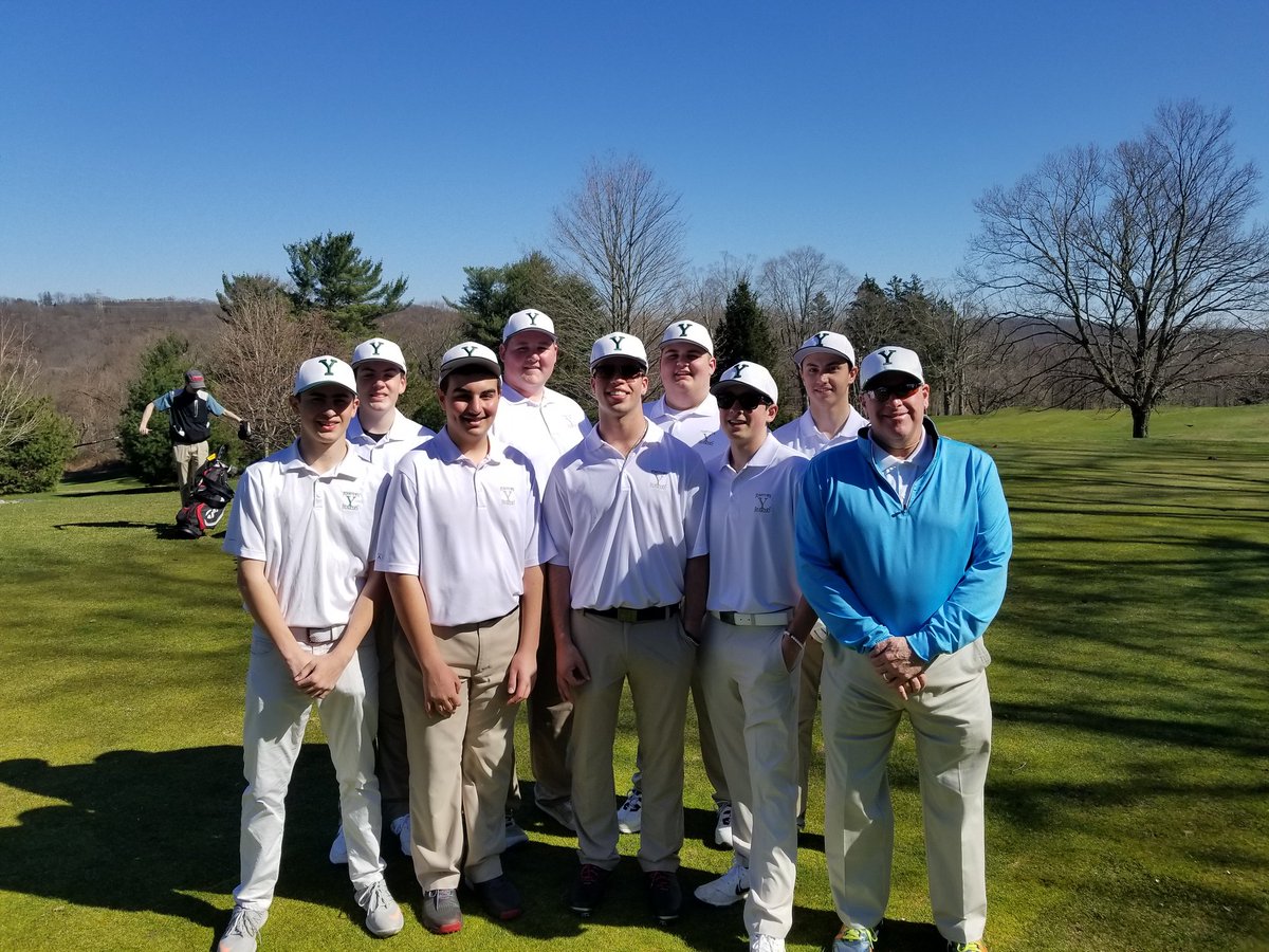 YCSD_Athletics's tweet photo. Congratulations to our Varsity Boys Golf Team on their big win over Fox Lane yesterday 212-225. That victory clinched The League Championship and pushed their overall record to 9-4 and 5-1 in league. Very proud! #town @YHSDeGennaro @RonHattar https://t.co/SI4H8TNagX