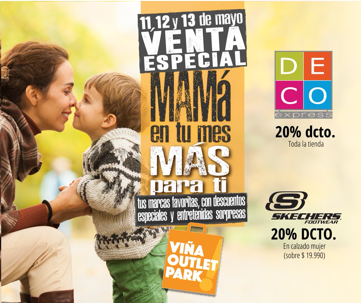 outlet_park's tweet photo. Aprovecha estos tremendos descuentos en nuestra Venta Especial Día de la Mamá!! Sólo hasta este domingo 13 de Mayo en el #Outlet más grande de la V región! #Skechers #DecoExpress  #ViñadelMar  #DíadelaMamá https://t.co/kjs35pfQ2g