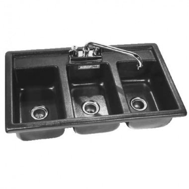 A.B.S. plastic drop in sinks are an economic option when you need to get a small 3 compartment sink in a small space. The are NSF compliant.