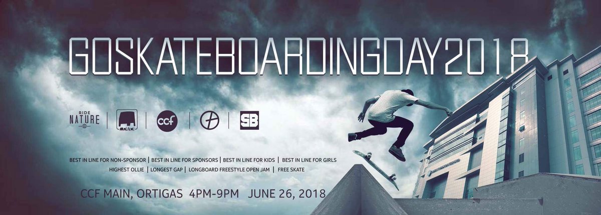 malachiph's tweet photo. Save the date June 26,2018 Malachi PH X Skate Basement Go Skateboarding Day at CCF Main, Ortigas from 4pm-9pm. https://t.co/eDJ0LDKlyu