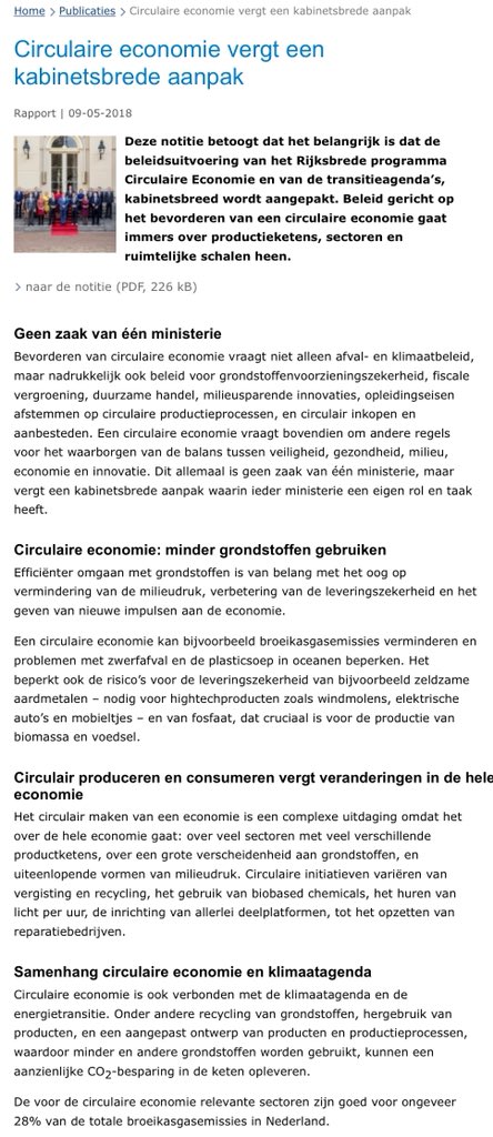 Nieuw rapport van <a href="/Leefomgeving/">PBL</a> onderstreept de noodzaak van een kabinetsbrede aanpak van circulaire economie. Omdat circulair produceren en consumeren veranderingen vergt in de hele economie: pbl.nl/sites/default/…