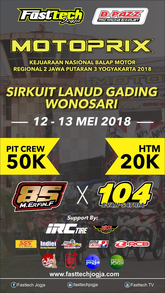 area_jogja's tweet image. Jangan lupa Lur
Mbesok nonton Kejurnas Balap Motor Regional 2 Jawa Putaran 3 Yogyakarta 2018 di Sirkuit Lanud Gading, Wonosari, Gunungkidul
GASSSS !!!
#Motoprix
#FastTech
#FastTechJogja