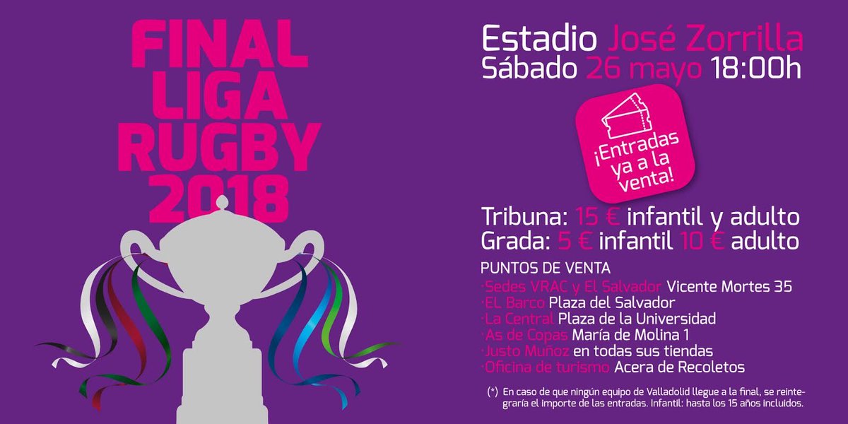 VRAC's tweet image. Toda la información sobre la venta de entradas para la #FinalLigaRugby18 👇

vracrugby.com/a-la-venta-las…