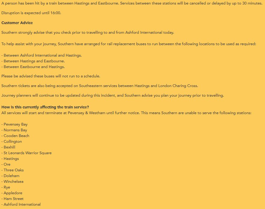 Southern On Twitter Snupdates Services Between Hastings