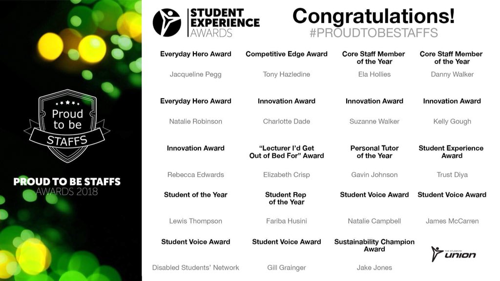 تويتر The Su At Staffs على تويتر We Re Really Proud To Announce Two Winners Of The Union Core Staff Member Of The Year Congratulations To Danny Walker And Ela Hollies And