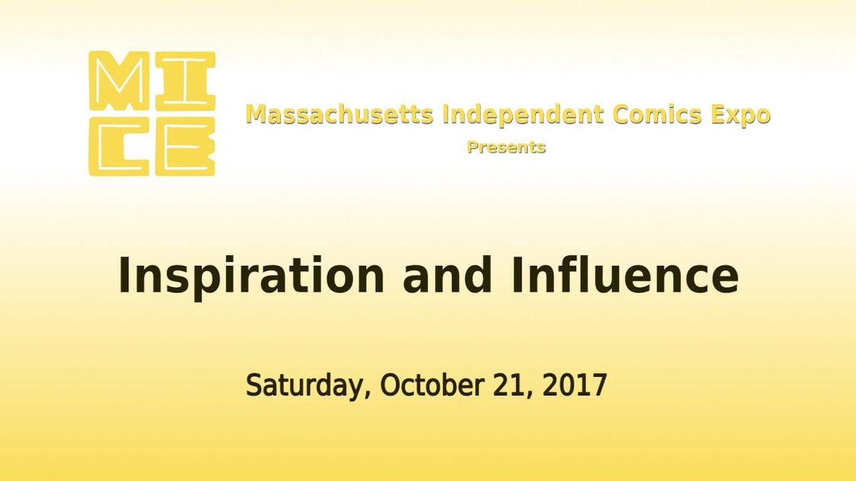 BostonComics's tweet photo. Boston #Comics Roundtable pointer of the day: #MICE2017 discussion on “Influence & Inspiration” in comics art with @RSikoryak, Ethan Rilly, @Michael_DeForge, KL Ricks @RealKix, and Katie Skelly @nurse_nurse. https://t.co/E8DUPjSjB6 https://t.co/SbHpO9vQgt