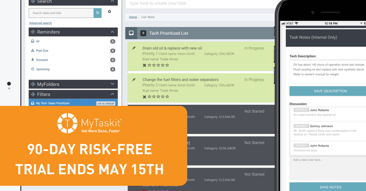 MyTaskitApp's tweet image. Our onboarding team is booking up FAST as people take advantage of our 90-day RISK-FREE trial. This offer ends on May 15th! Call us today at 561-763-3387 to schedule your demo. #WorkCoordination hubs.ly/H0c1_710