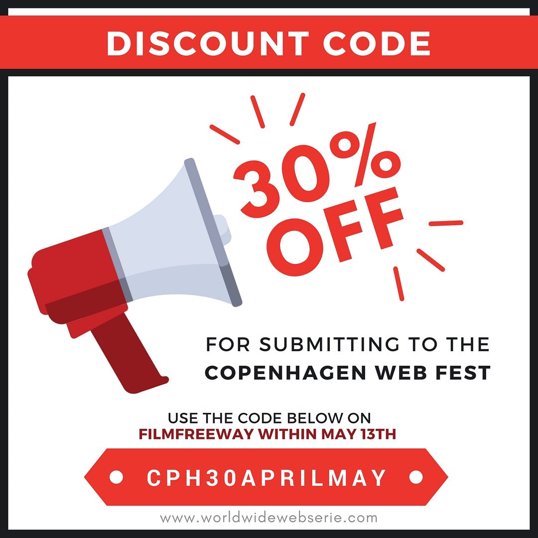 WWWebserie's tweet photo. Only 2 days left for submitting to the #CPHWEBFEST! Use the code cphaprilmay on @FilmFreeway within #May13th and you'll get a 30%Off. Hurry up! ➡️
https://t.co/5bsa1bLtME https://t.co/hxo1n7800m