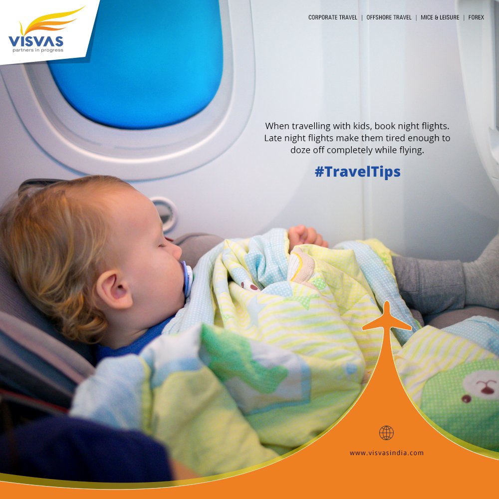 VisvasVoyages's tweet photo. When travelling with kids, book night flights. Late night flights make them tired enough to doze off completely while flying. 
#TravelTips

Visit: : https://t.co/hZEcRqRvyY https://t.co/DuJczg7Jcw