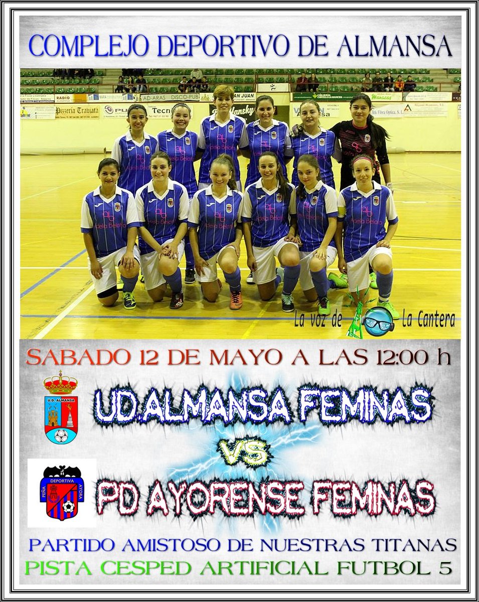 Mañana vuelven las TITANAS a la acción por medio de un partido amistoso en el complejo deportivo de <a href="/AlmansaCiudad/">AlmansaCiudad</a>. 

          Día 📆 a las 12:00 h 🕛

            <a href="/UDAlmansa/">U.D. ALMANSA</a> FEM
                          VS
            @AyorensePd FEM