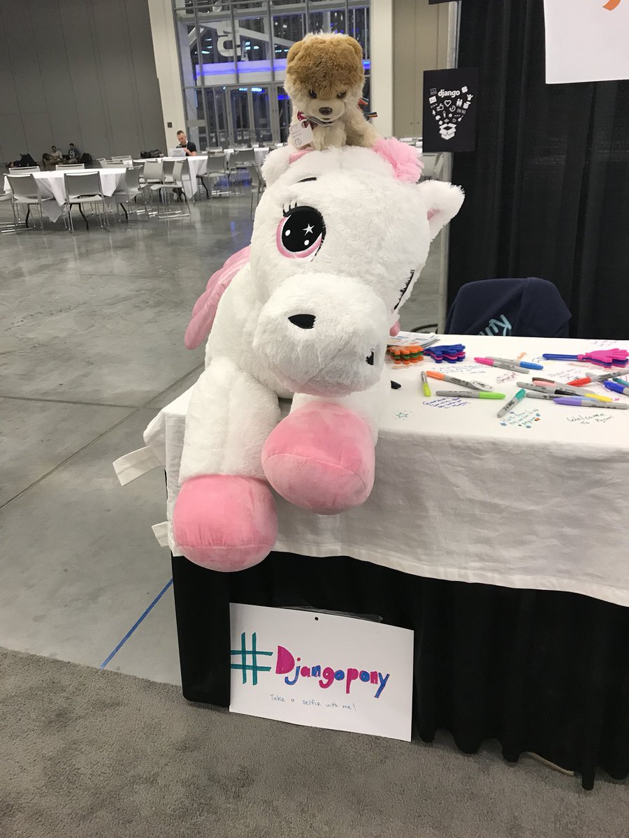 holdenkarau's tweet image. .@BooProgrammer saying hi to #djangopony @djangogirls